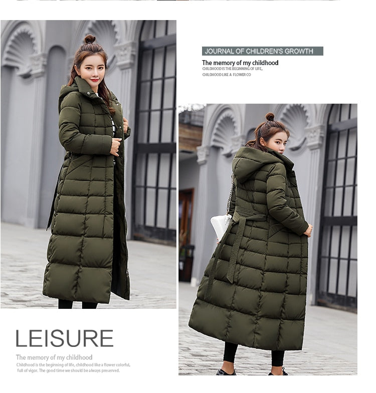 2022 new winter jacket women&#39;s warm fashion bow belt fox fur collar coat long dress women&#39;s thick coat