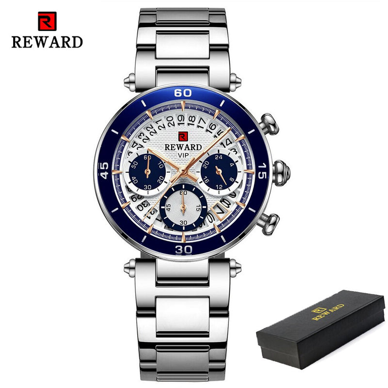 REWARD New Top Luxury Brand Women Watches Waterproof Quartz Clock Ladies Blue Stainless Steel Strap Wristwatch Relogio Feminino