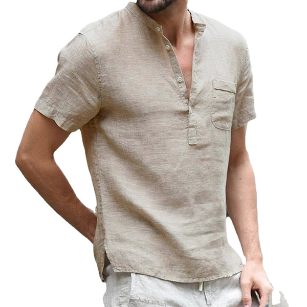 Summer New Men&#39;s Short-Sleeved T-shirt Cotton and Linen Led Casual Men&#39;s T-shirt Shirt Male  Breathable S-3XL