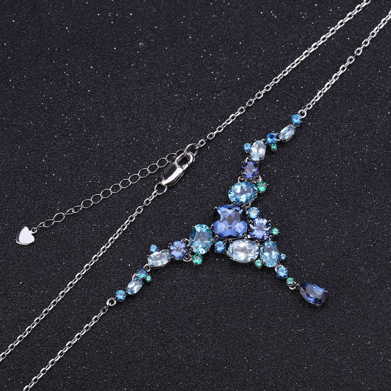 Banquet with luxury necklaces High Jewelry s925 silver natural colorful treasure necklace pendant