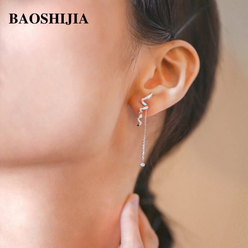 BAOSHIJIA Solid 18k White Gold Pretty Earrings Natural Diamonds Polish Shank Jewelry Luxurious Fine Fatanstic Prong Setting