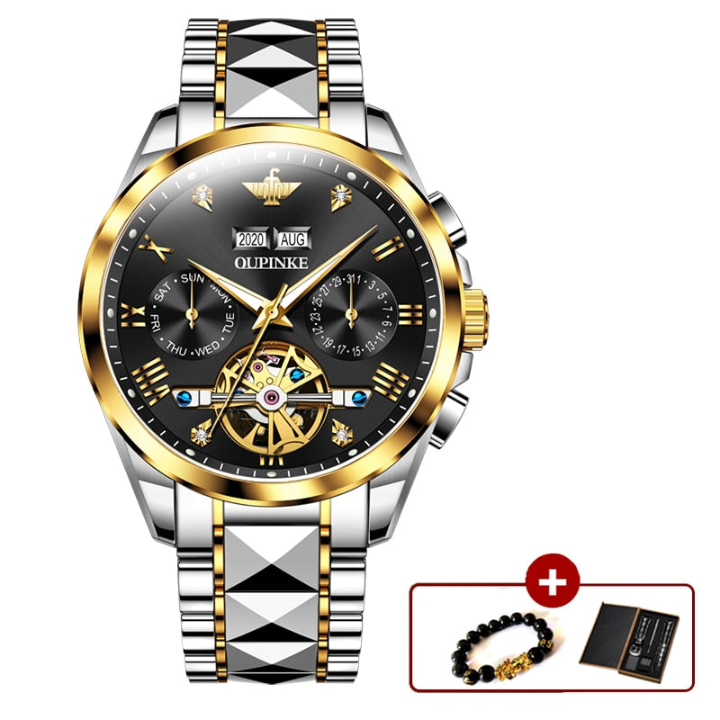 Original OUPINKE Luxury Automatic Watch for Men Mechanical Sapphire Crystal Waterproof Fashion Top Brand Hollow Wrist Watches