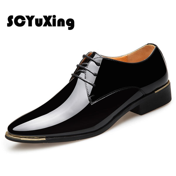 2022 Newly Men&#39;s Quality Patent Leather Shoes White Wedding Shoes Size 38-48 Black Leather Soft Man Dress Shoes