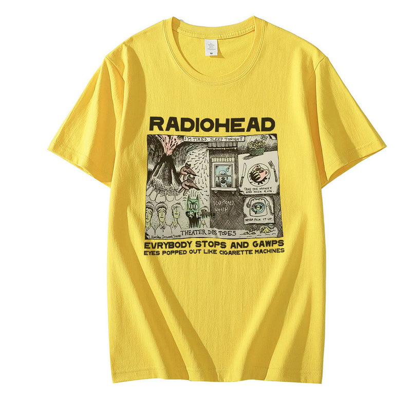 Radiohead T Shirt Men Fashion Summer Cotton T-shirts Kids Hip Hop Tops Arctic Monkeys Tees Women Tops Rock Boy Camisetas Hombre