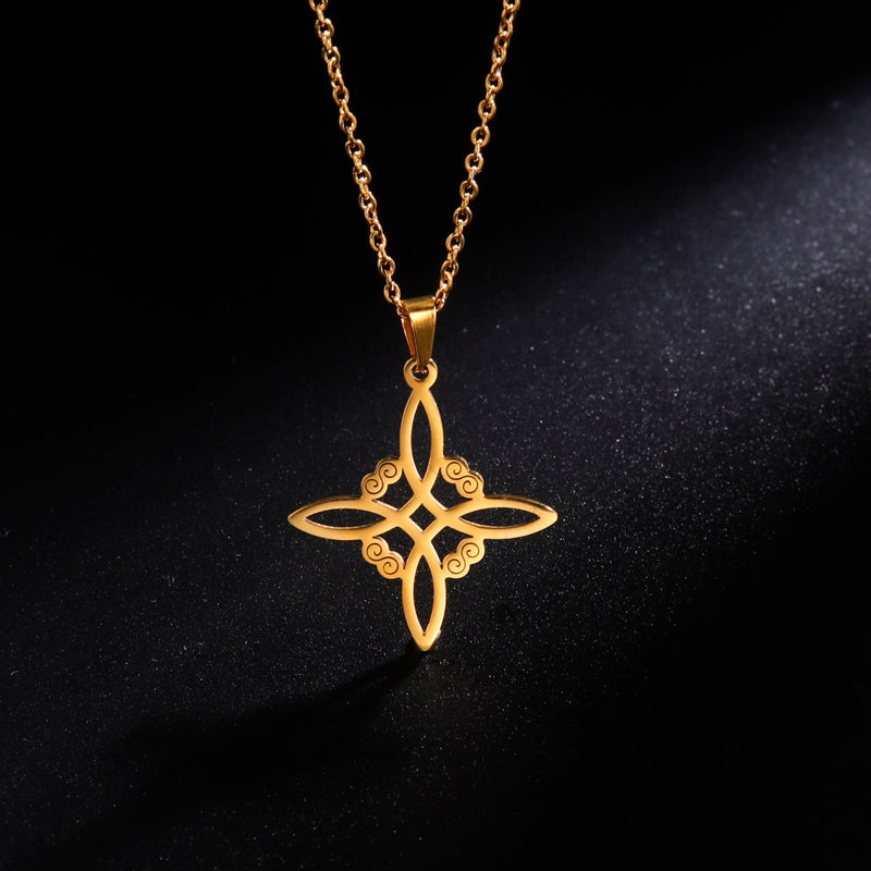 Skyrim Wicca Witchcraft Witch Knot Necklace Stainless Steel Choker Necklaces Vintage Amulet Supernatural Jewelry Gift for Women