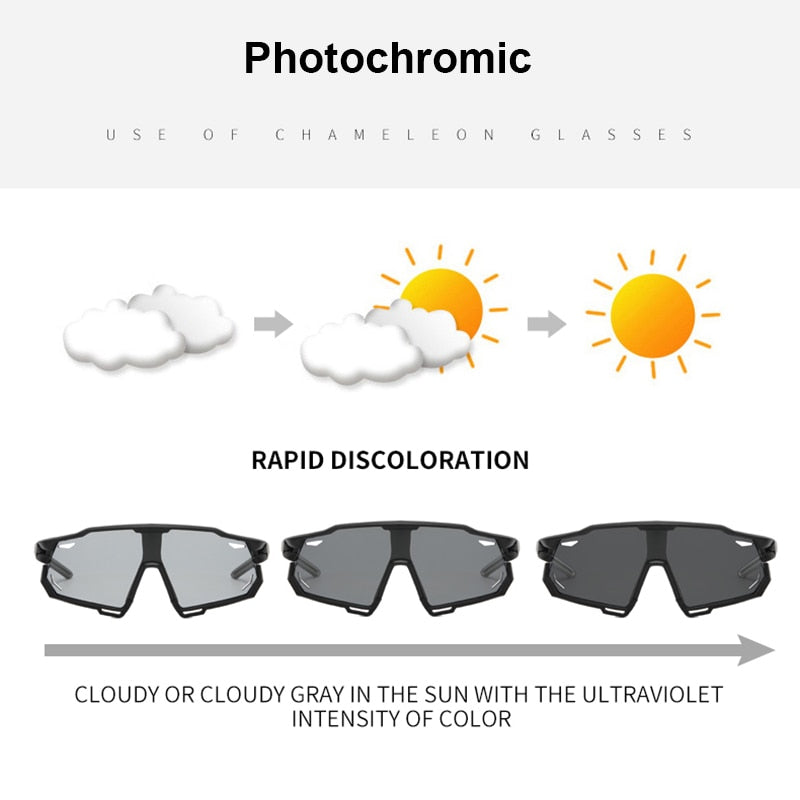 Photochromic Sports Glasses Men&#39;s and Women&#39;s Polarized Bike Eyewear Mountain MTB Cycling UV400 Sunglasses Bicycle Road Goggles