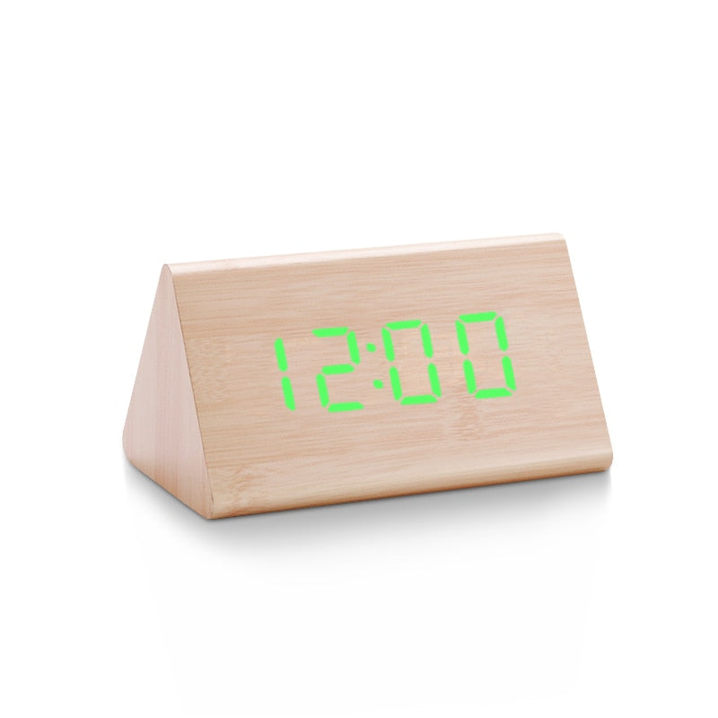 Digital Clock LED Wooden Alarm Clock Table Sound Control Electronic Clocks Desktop USB/AAA Powered Desperadoes Home Table Decor