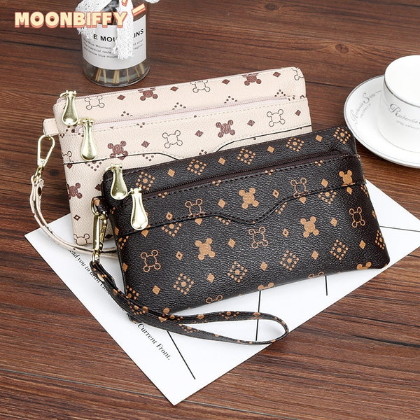 Women&#39;s Brand Clutch Purse Ladies Money Wallet for Women&#39;s Clutch Bag Slim FeMale Wallet Card Holder Uneven Wallets Made Leather