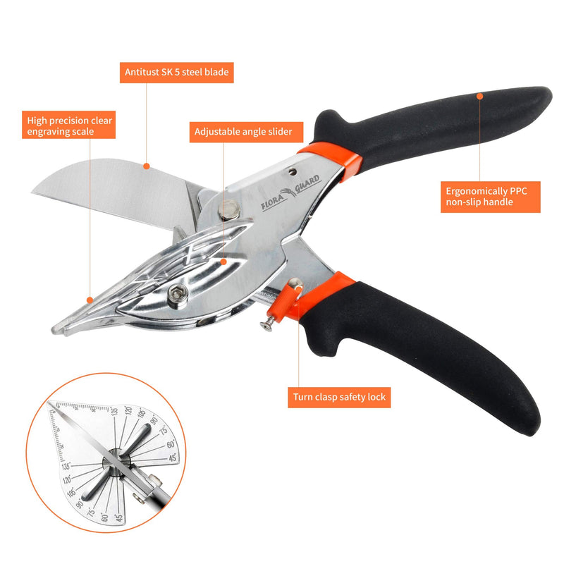 FLORA GUARD Multifunctional Adjustable Angle Scissors Angle Shear 45-135 Degree Cut Wood and PVC Woodworking Edge Cutter