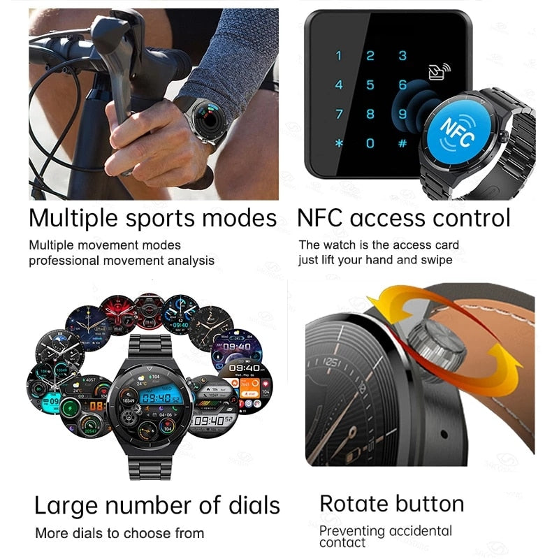 2022 NFC Smart Watch Men GT3 Pro AMOLED 390*390 HD Screen Heart Rate Bluetooth Call IP68 Waterproof SmartWatch For Huawei Xiaomi