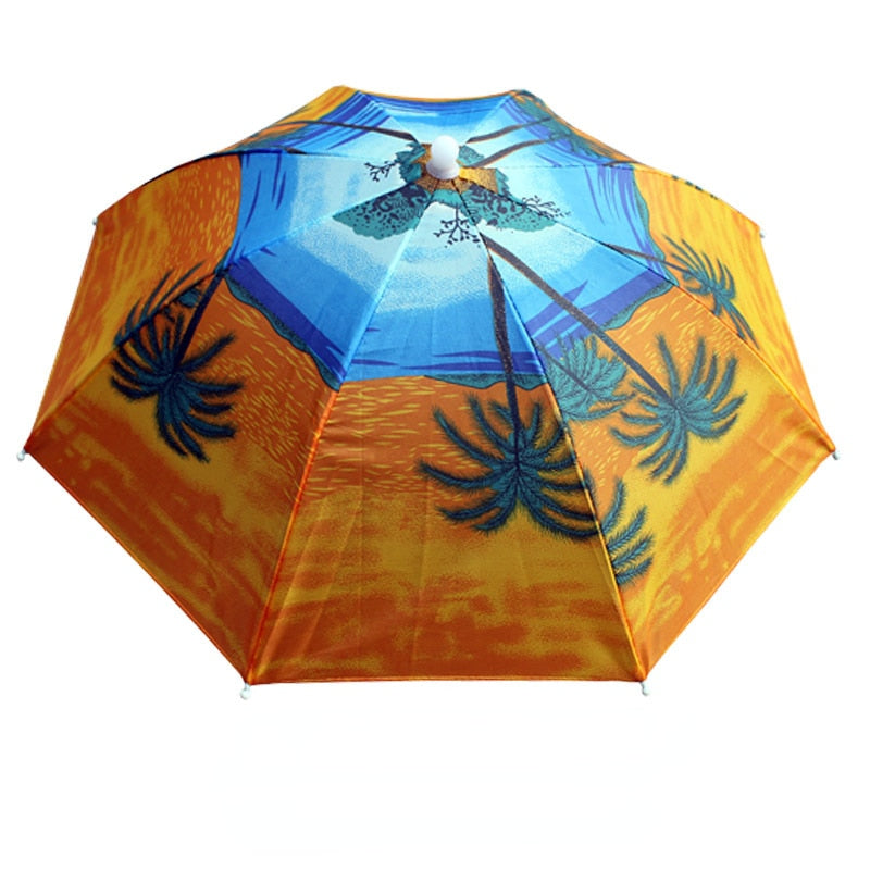 Portable Rain Umbrella Hat Foldable Outdoor Pesca Sun Shade Anti-UV Camping Fishing Headwear Cap Beach Head Hats Accessory