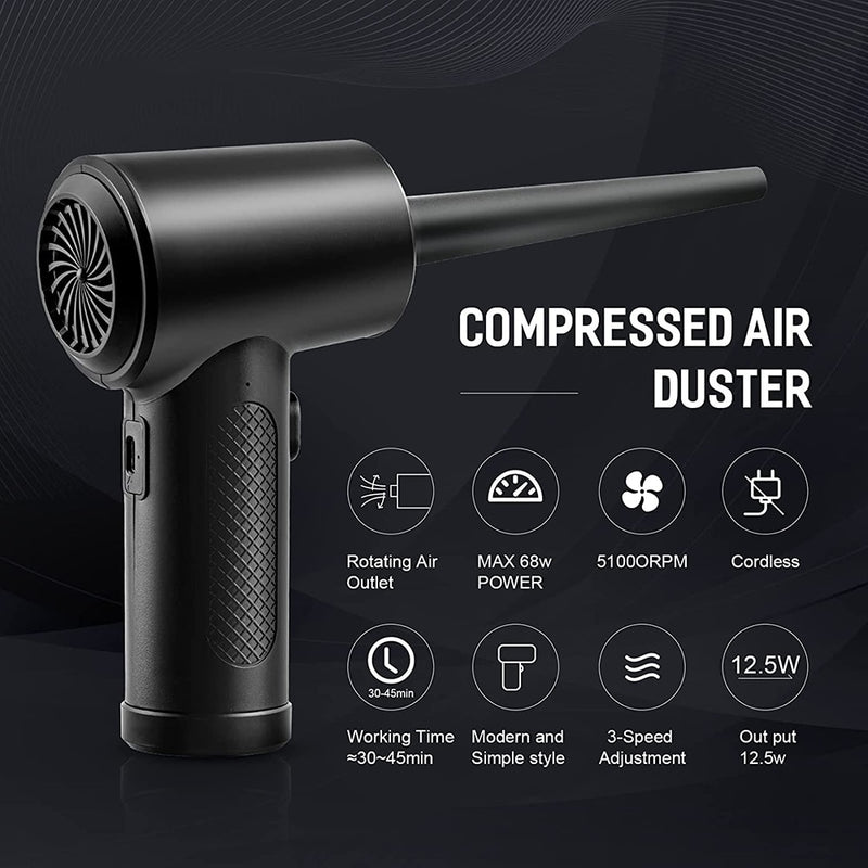 Compressed Air Duster For Computer Keyboard PC Car Clean 51000 RPM USB Charging Portable Electric  Dedusting Wireless Air Blower