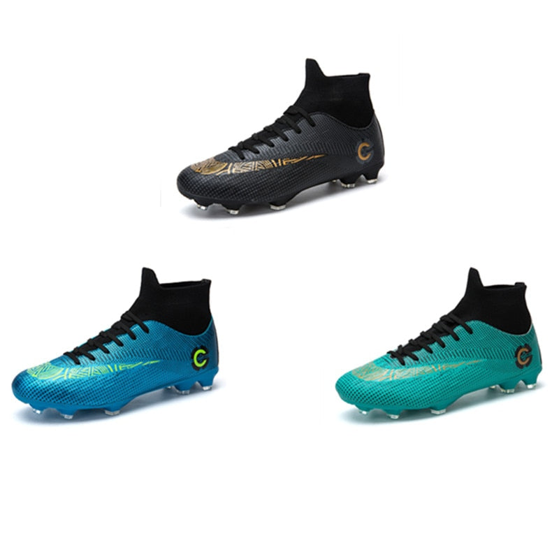 Soccer Shoes Football Boots Man's High Ankle Sneakers Men Outdoor Cleats Boots Long Spikes Soccer Shoes EUR36-46