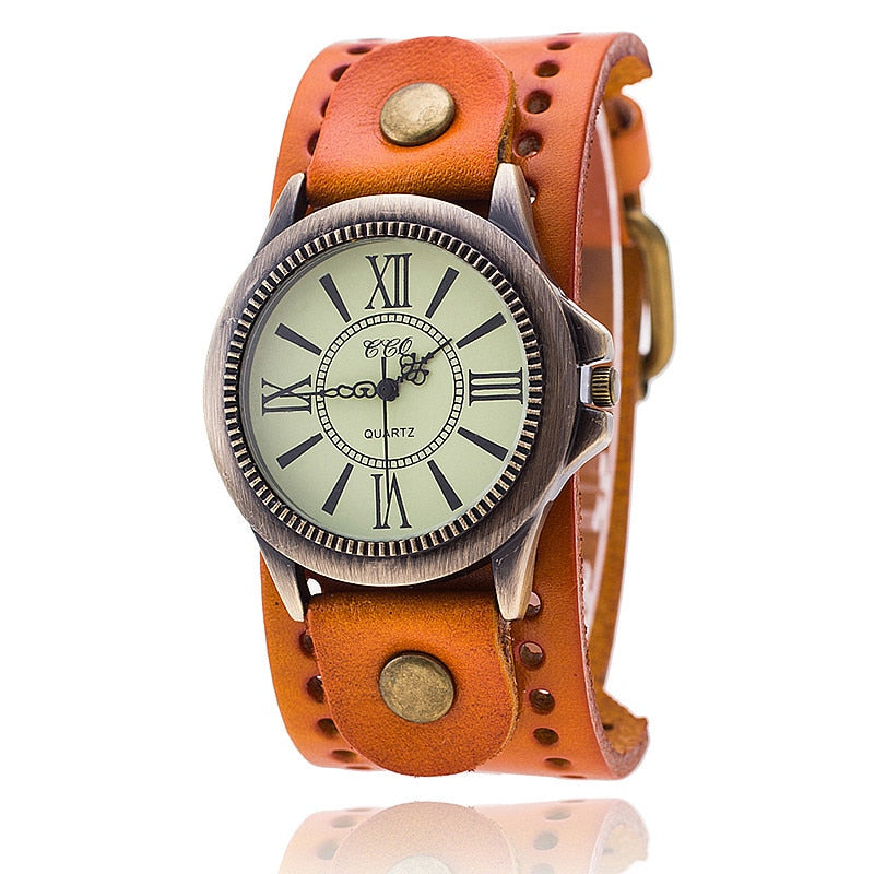 CCQ Brand Men Women Vintage Cow Leather Bracelet Wristwatches Casual Luxury Male Female Quartz Watch Relogio Masculino Relojes