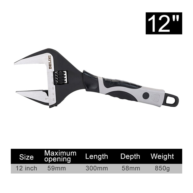 DELIXI Genuine Adjustable Wrench Universal Spanner CR-V Steel Mechanical Workshop Hand Repair Tools Car Bicycle Wrench