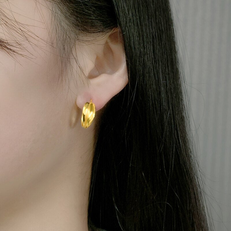 ZHIXI Real 18K Gold Earrings Fine Jewelry Pure Au750 Yellow 4D Luxurious Party Gift  For Women Carambole E593