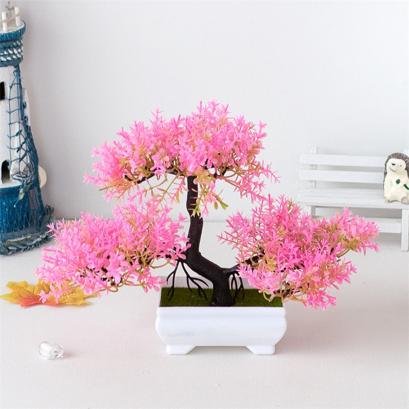 Artificial Plastic Plants Bonsai Small Tree Pot Fake Plant Potted Flower Home Room Table Decoration Garden Arrangement Ornaments