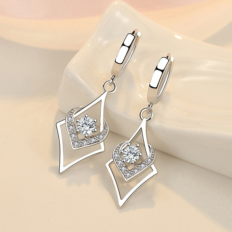 Karopel 925 Sterling Silver Earrings Jewelry High Quality Retro Simple Pattern Purple White Zircon Earrings Hot Sale