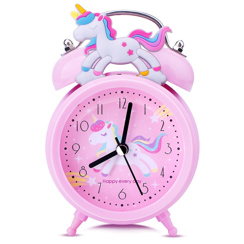 Pink Unicorn Kids Alarm Clock Double Bell Clock with Backlight Cute Desk Clock Home Decoration Будильник Kid Gifts reveil enfant