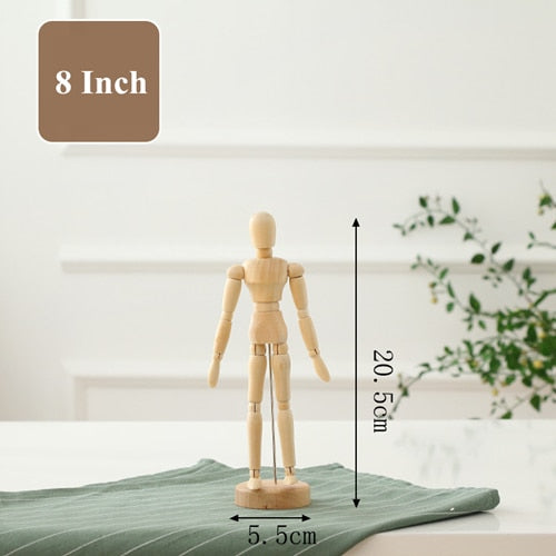 Wooden Hand Figurines Rotatable Joint Hand Model Wood Man Ornament Statue Human Model  Miniature Home Decoration