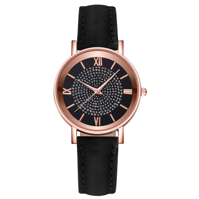 Good Quality Young Girls Luxury Quartz Watch For Womens Fashion Watch With For Leather Belt Montre Femme Strass Dropshipping