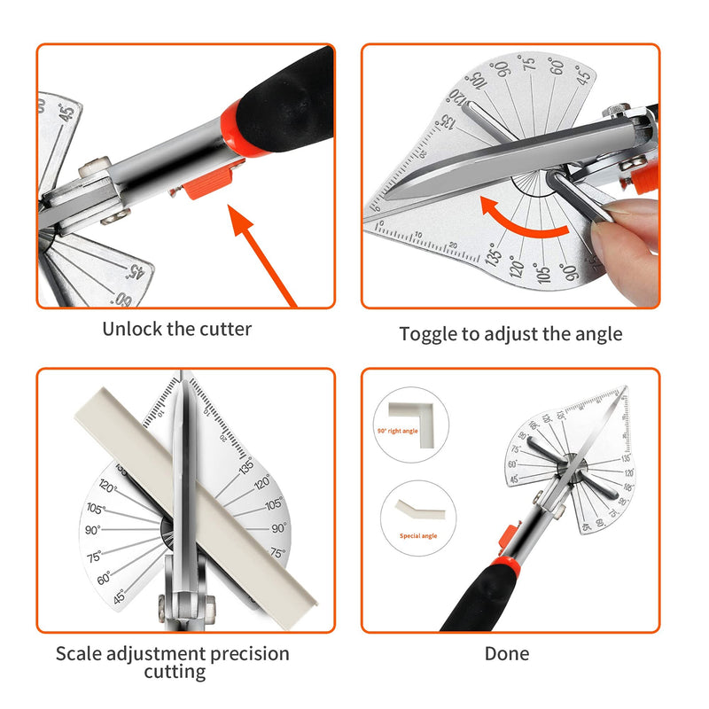 FLORA GUARD Multifunctional Adjustable Angle Scissors Angle Shear 45-135 Degree Cut Wood and PVC Woodworking Edge Cutter