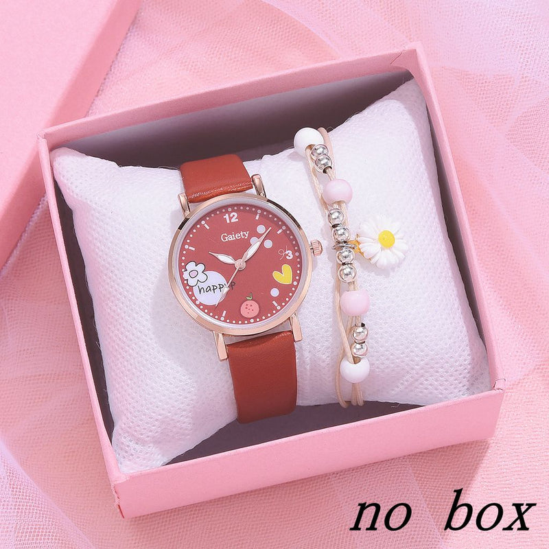 Gaiety Brand 2PCS Set Women Watch Fashion Leather Ladies Quartz Wristwatch Dress Watch For Women Clock Girl Reloj Mujer No Box