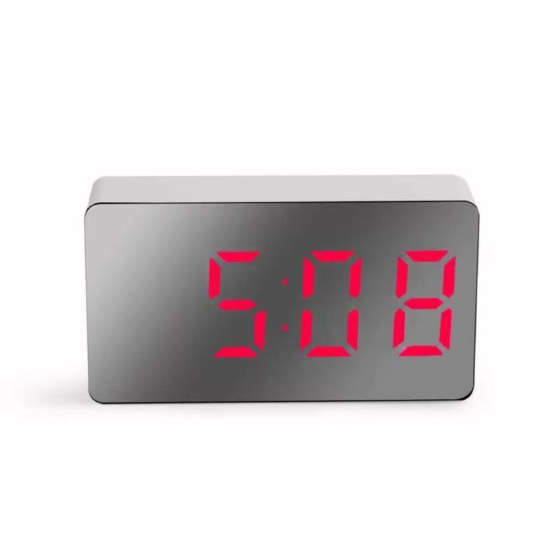 Mirror Table Clock Multifunctional Digital Alarm Snooze Display Time Night LED Light Desk Desktop Home Decor Gifts for Children