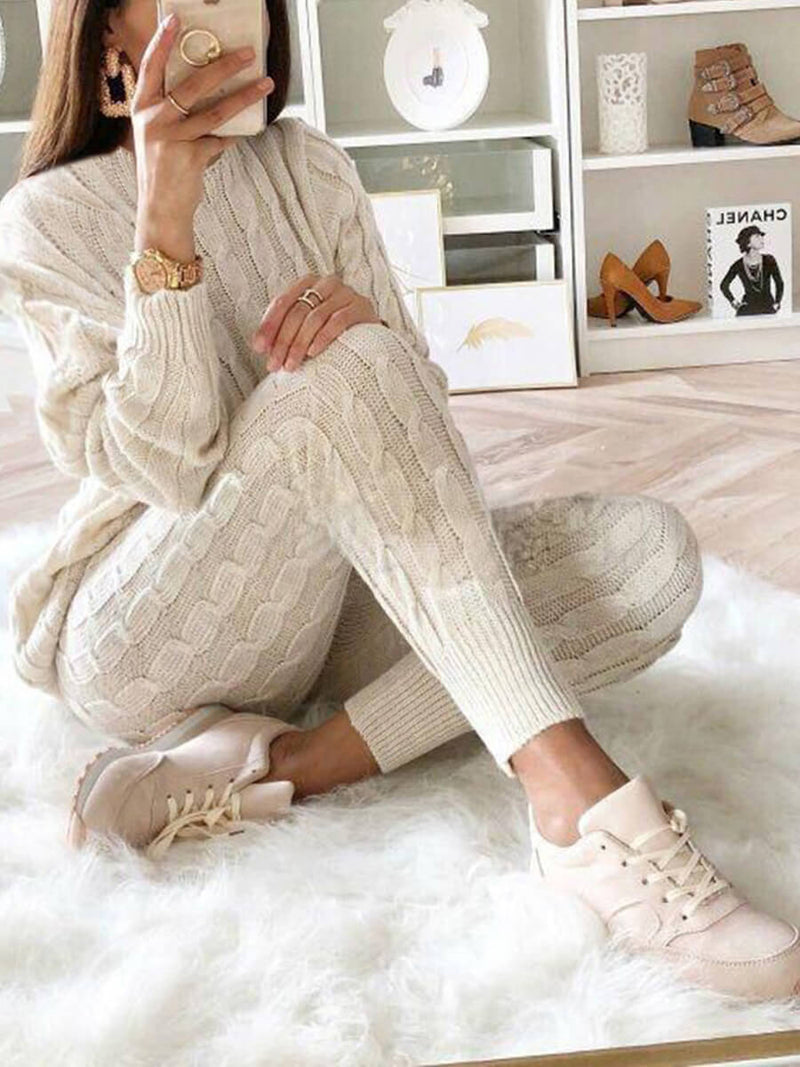 LW Plus Size Dropped Shoulder Knit Pants Set Women&