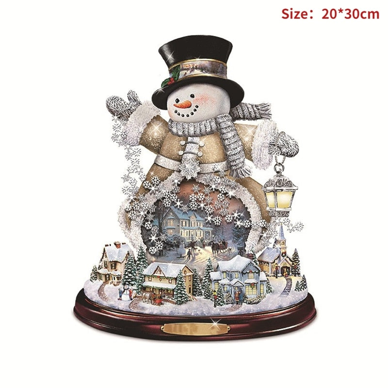 20x30cm Christmas Window Stickers Snowman Christmas Decoration For Home Room Decor 2023 New Year Ornaments Wall Stickers Hanging