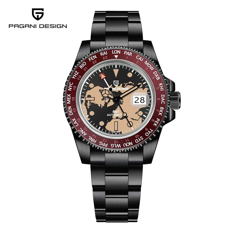 PAGANI DESIGN New Japan NH34 GMT Men Mechanical Watch Luxury Sapphire Glass Automatic Watch 10bar Waterproof Stainless Watch Men