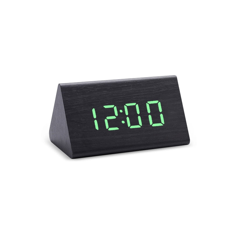 Digital Clock LED Wooden Alarm Clock Table Sound Control Electronic Clocks Desktop USB/AAA Powered Desperadoes Home Table Decor