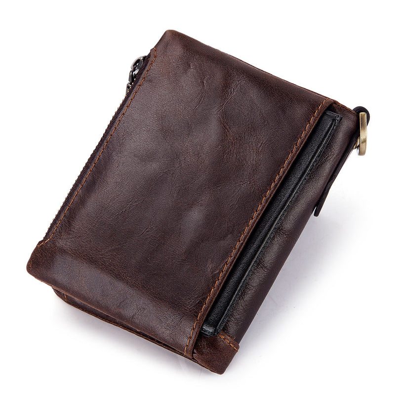 Cowhide Genuine Leather Men Wallet Coin Purse Small Mini Card Holder Vintage PORTFOLIO Portomonee Hasp Male pockect