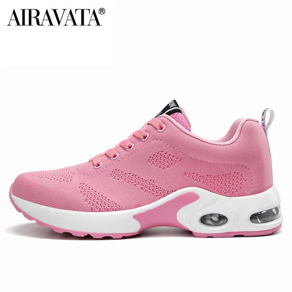 Women&#39;s Fashion Air Cushion Sports Running Flat Soft Bottom Sneaker Mesh Breathable Casual Shoes