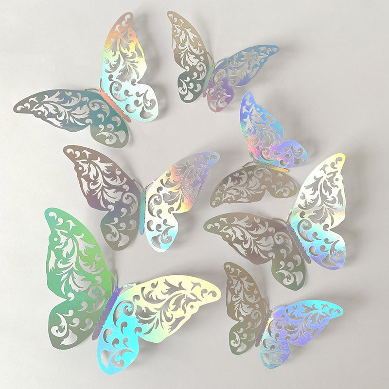 12pcs/lot Colorful Butterfly Wall Stickers 3D Gradient Butterfly  Design Art Stickers Room Magnetic Home Decor DIY Wall Decor