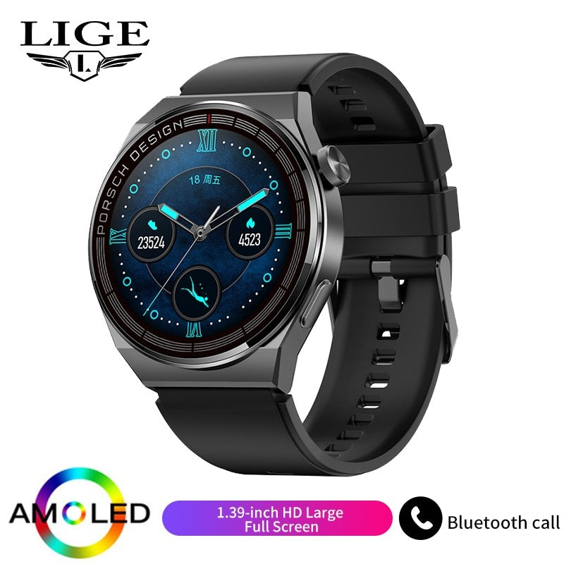 LIGE AMOLED Smartwatch Business Watch For Men Smart Watch Bluetooth Call HD Screen 380mAh Large Battery Capacity Fitness Clock