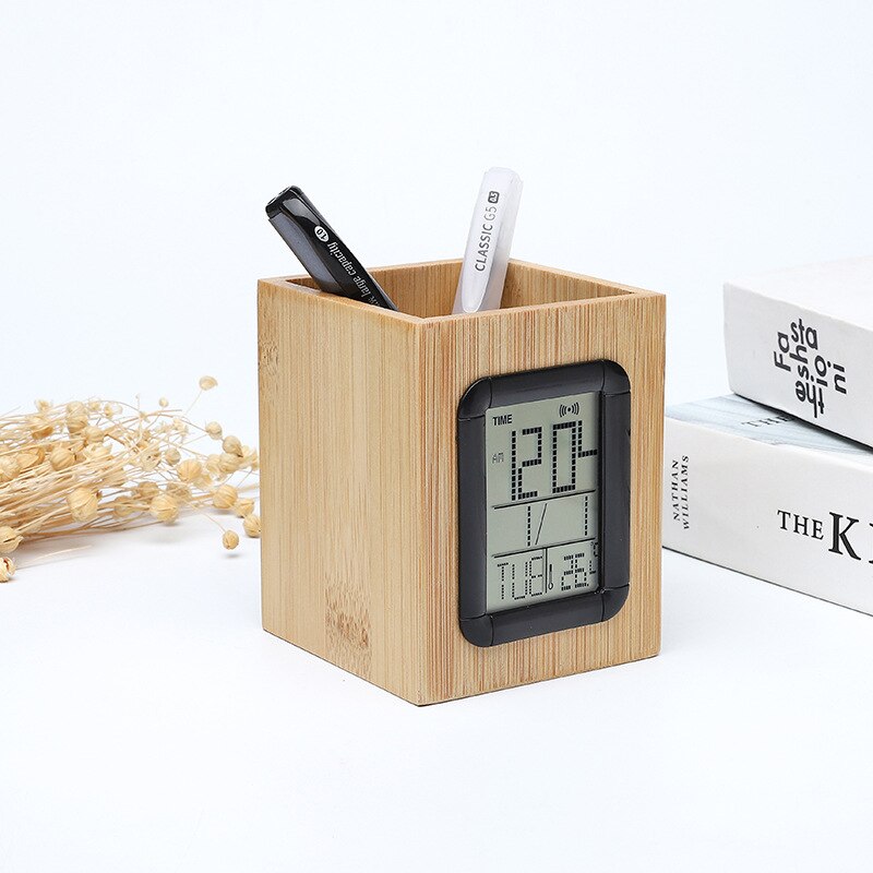 Creative Alarm Clock Multi-function Digital Display Led Clock Date Temperature And Humidity Wooden Home Office Desk Clocks