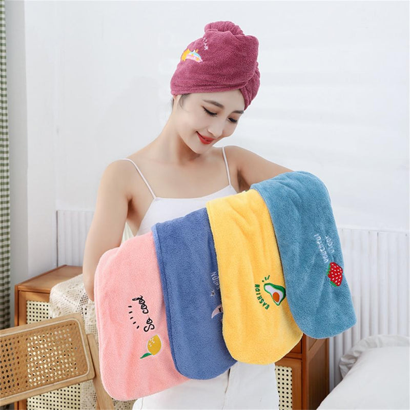 Hair Towel Super Absorbent Soft Coral Fleece Adults Women Cartoon Microfiber Towel for Household