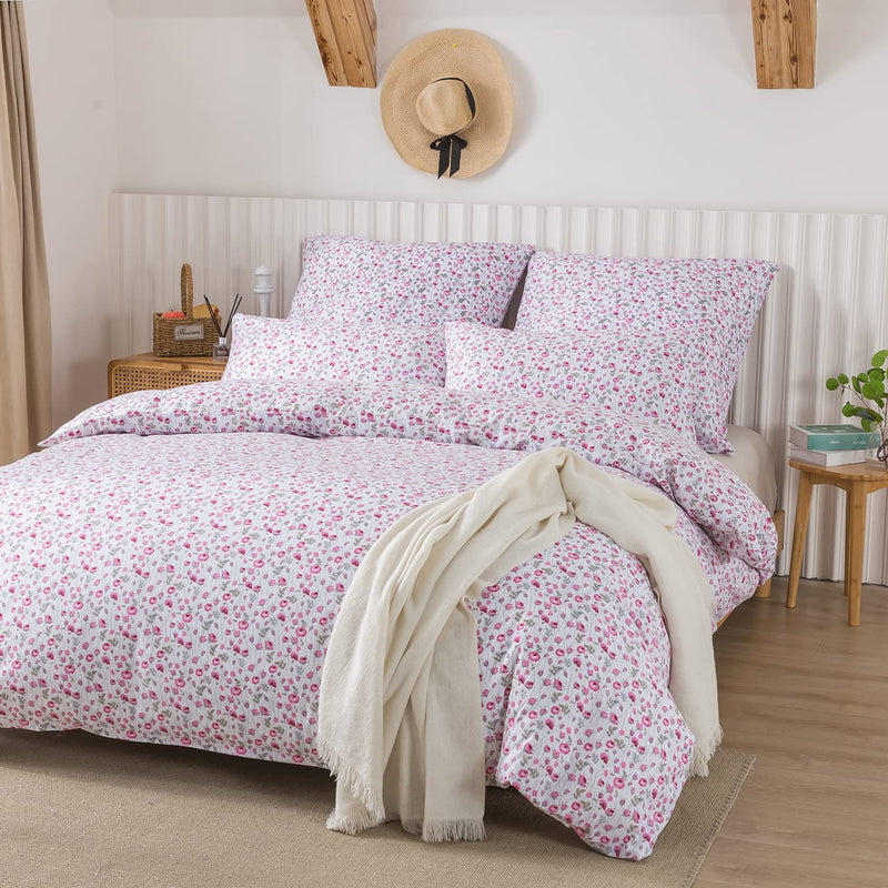 HENGWEI Duvet Cover Set 100% Microfiber Floral Print Comforter Quilt Cover Bed Cover for Bed Single King Size Bedding Set
