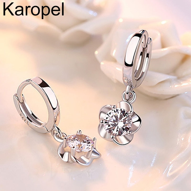 Karopel 925 Sterling Silver Earrings Jewelry High Quality Retro Simple Pattern Purple White Zircon Earrings Hot Sale