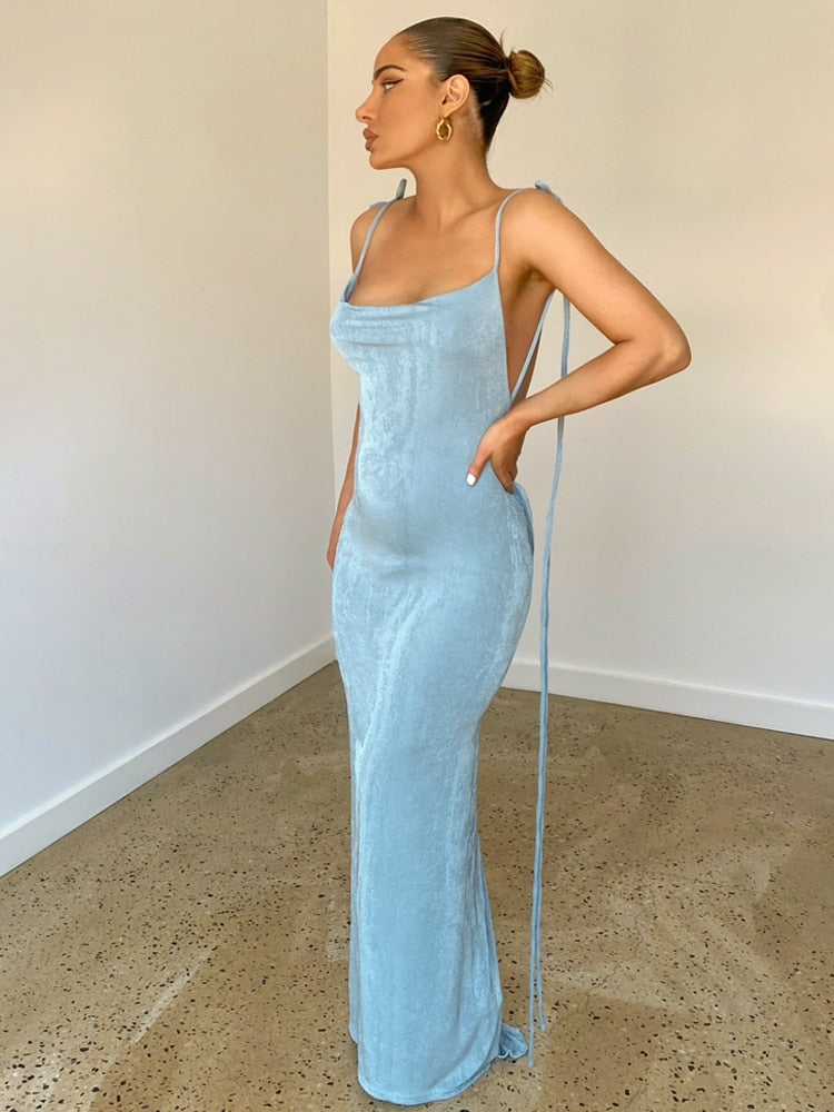 Summer Backless Maxi Dress Elegant Party Dresses For Women 2022 Luxury Chic Woman Long Evening Dresses Wedding Cocktail