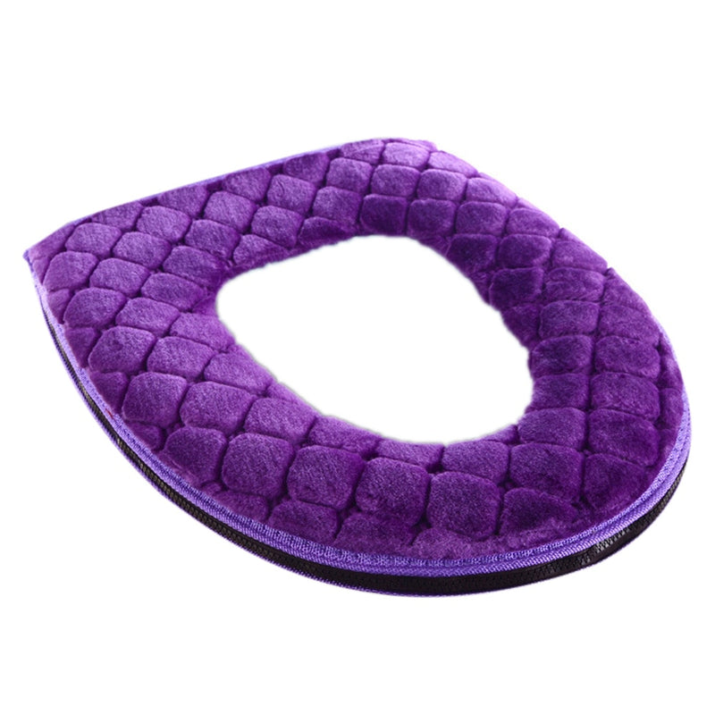 Bathroom Toilet Seat Cover Soft Winter Warm Plush Cushion O-shaped Washable Toilet Lid Cushion Household Supplies 37cm×44cm