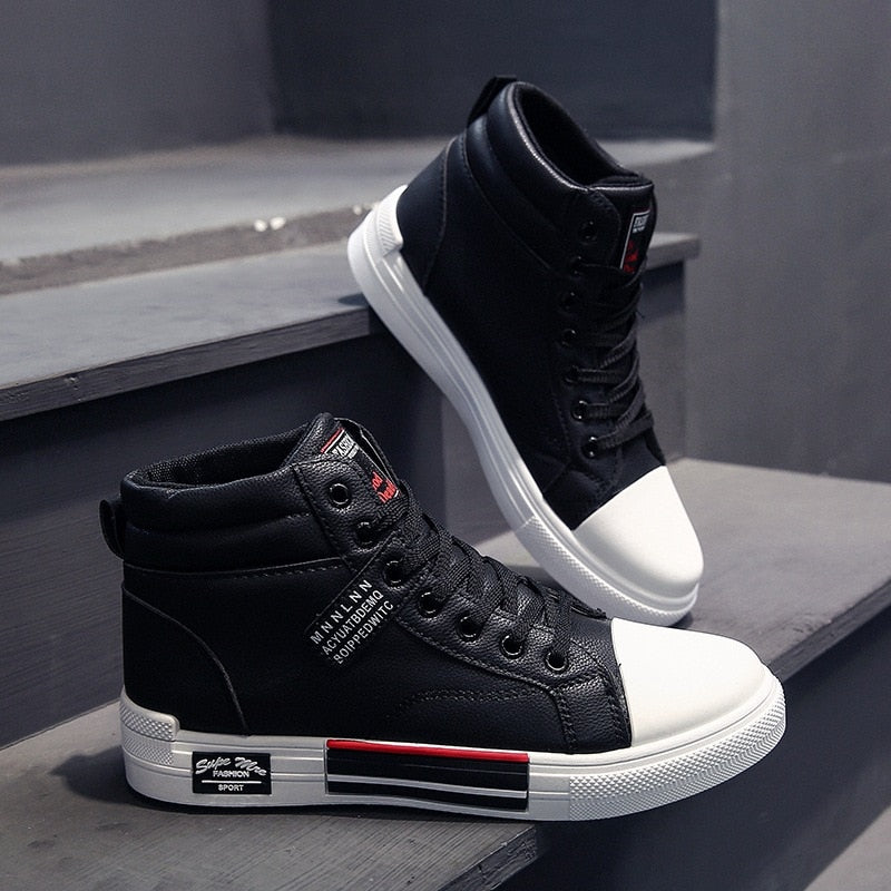 Brand Men High-Top Skateboard Shoes Leather Men&