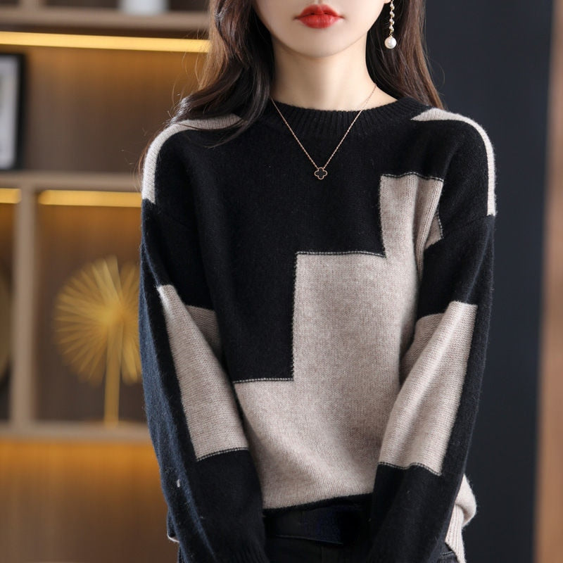 Autumn Crewneck Crochet Tops Jumper Korean Women&