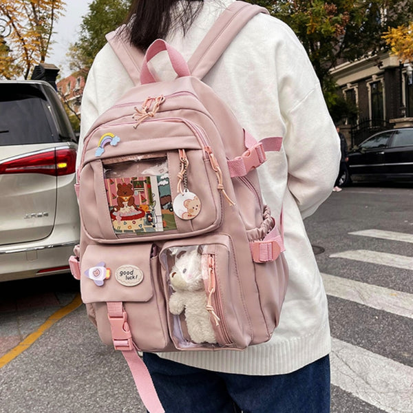 2022Cute Women Backpacks Waterproof Multi-Pocket Nylon School Backpack for Student Female Girls Kawaii Laptop Book Pack Mochilas