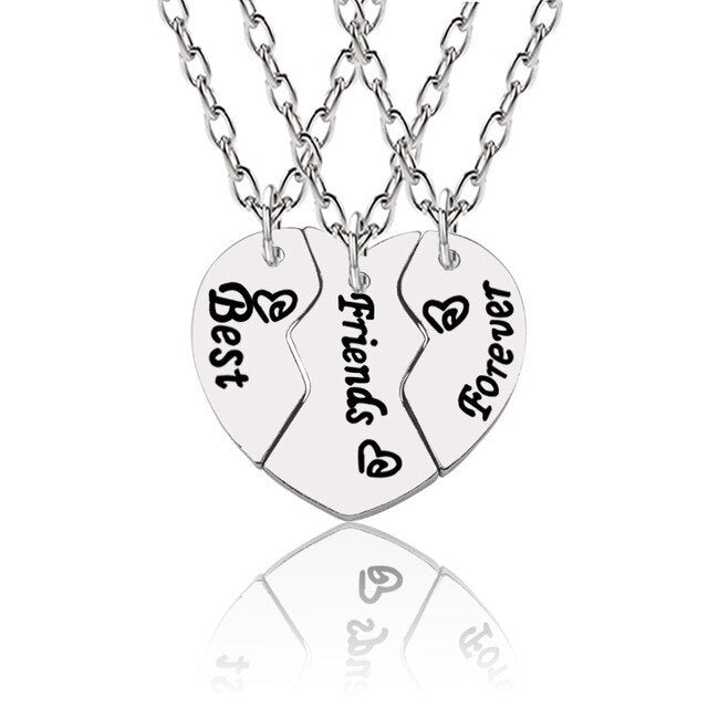 3 Pieces / Set Sister Necklace Stitching Heart-Shaped Pendant Alloy Material Creative Female Fashion Jewelry Direct Sales 2021