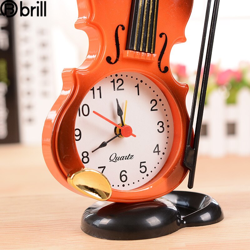Creative Violin Table Clock Students Use Alarm Clock Living Room Decoration Bedside Decor Desktop Clock nordic Plastic Ornaments