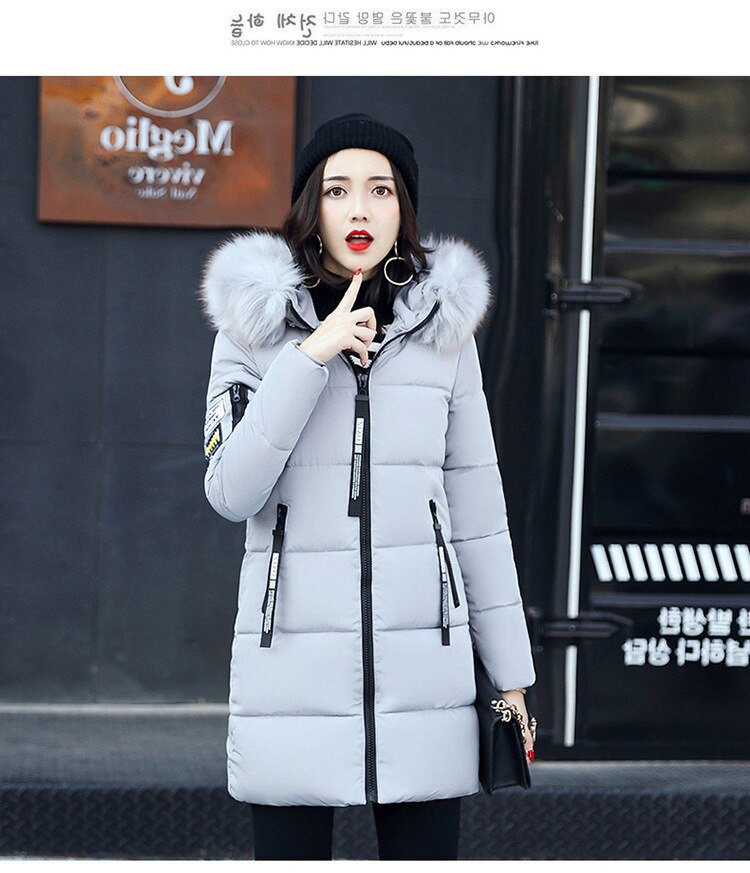 2021 Winter Parka Women&#39;s Long Padded Cotton Casual Fur Hooded Jacket Women&#39;s Thick Warm Parka Women&#39;s Coat Coat