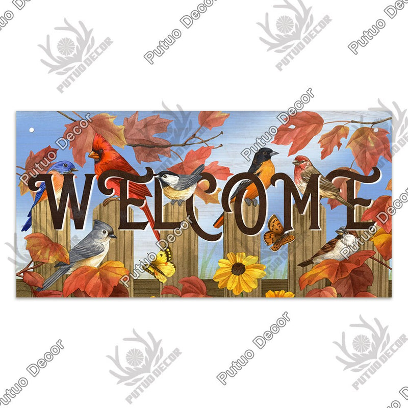 Putuo Decor Welcome Signs Decorative Plaque Wooden Hanging Signs Sweet Home Family Door Sign for Home Garden Doorway Decoration