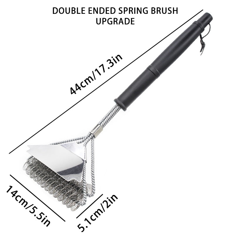 Kitchen Accessories BBQ Grill Barbecue Kit Cleaning Brush Stainless Steel Cooking Tools Wire Bristles Triangle Cleaning Brushes